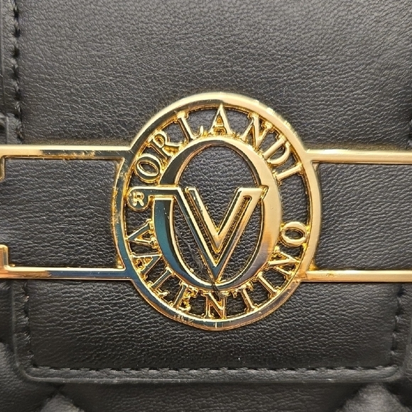 Valentino Orlandi Black Quilted Satchel with Gold Details - Picture 4 of 6